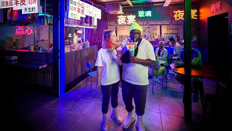 Tourists dining out with travel support from Visa